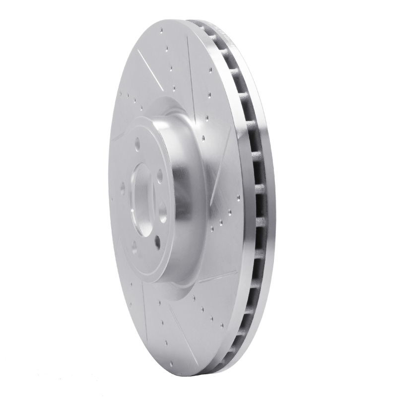 Land Rover Defender 110 Brake Rotor (1) - Front Right - R1 Concepts - Drilled & Slotted - Silver - `18-`25